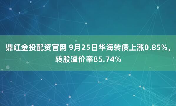 鼎红金投配资官网 9月25日华海转债上涨0.85%，转股溢价率85.74%