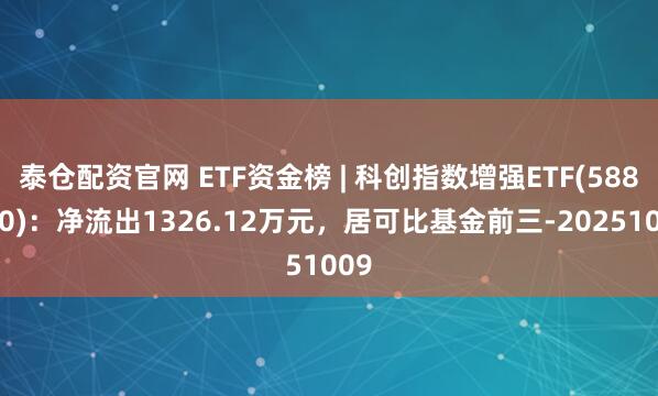 泰仓配资官网 ETF资金榜 | 科创指数增强ETF(588690)：净流出1326.12万元，居可比基金前三-20251009