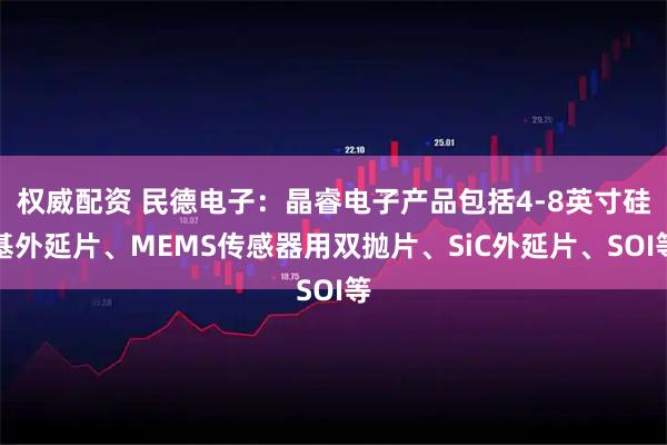 权威配资 民德电子：晶睿电子产品包括4-8英寸硅基外延片、MEMS传感器用双抛片、SiC外延片、SOI等