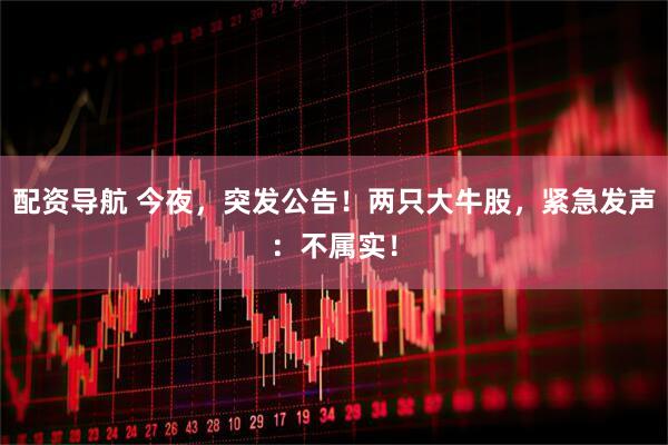 配资导航 今夜，突发公告！两只大牛股，紧急发声：不属实！